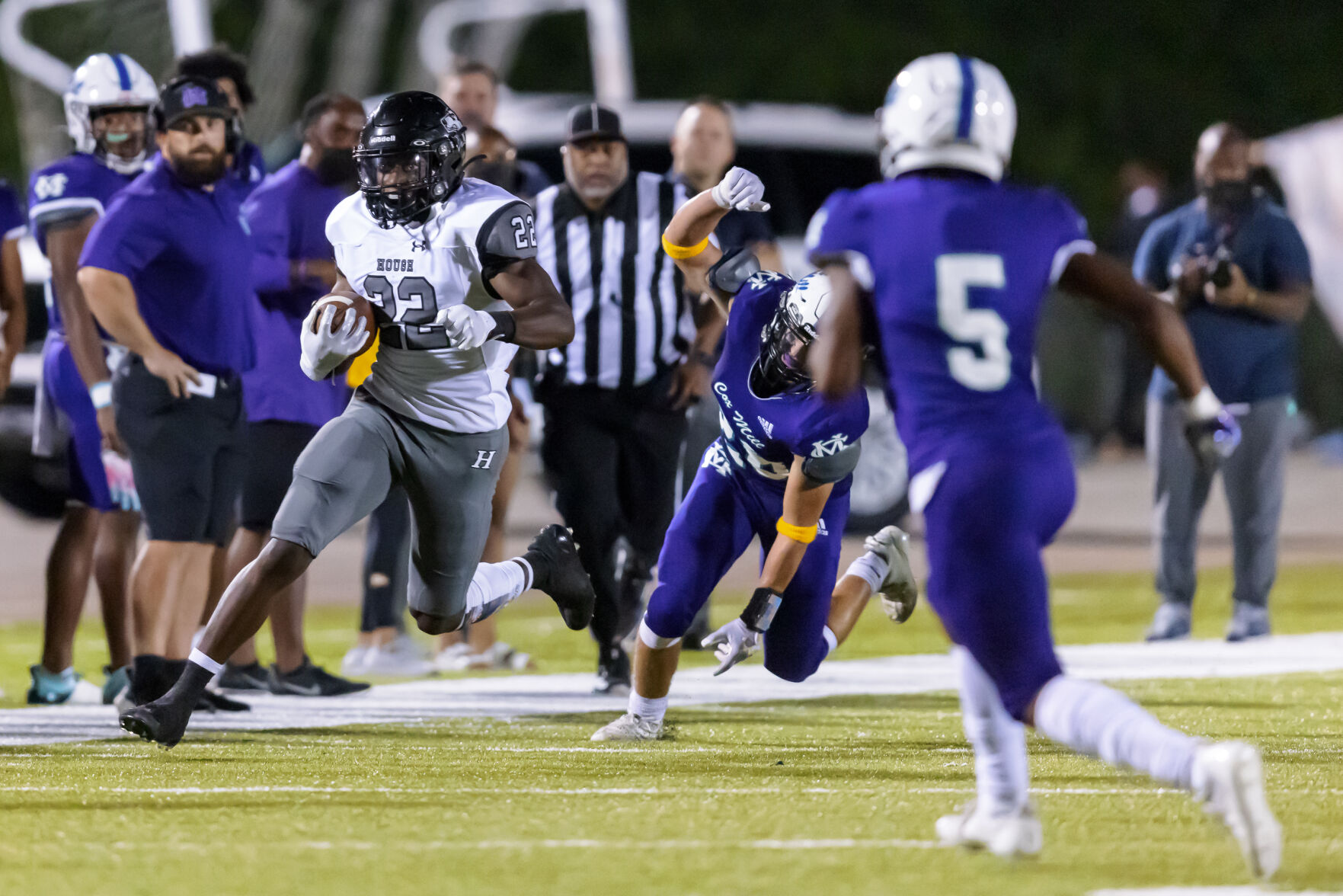 The Hough Huskey defeated the Cox Mill Chargers 48-7 on Friday night at Cox Mill High School.